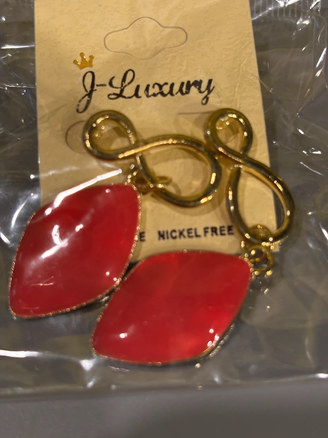 J-Luxury Red Lip Dangle Earrings & Bracelet Set - photo 4