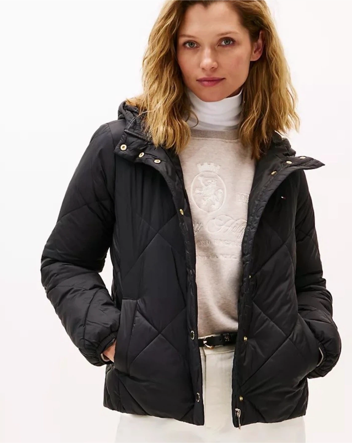 Tommy Hilfiger Black Quilted Hooded Jacket