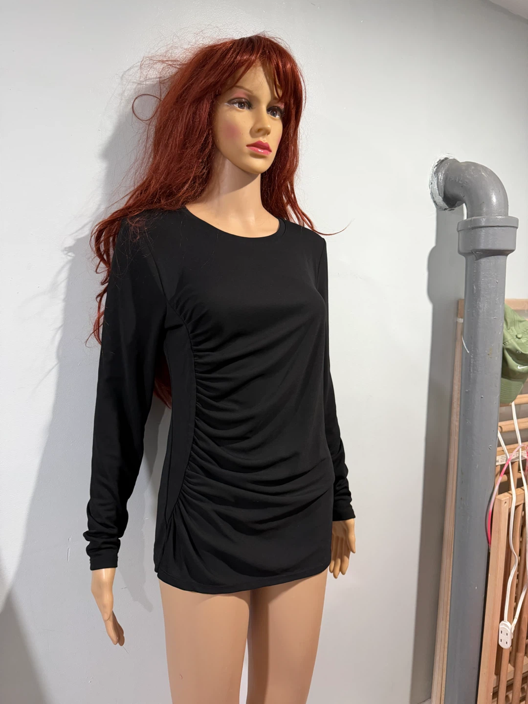 Donna Karan New York Black Ruched Long Sleeve Shirt Size S - photo 2