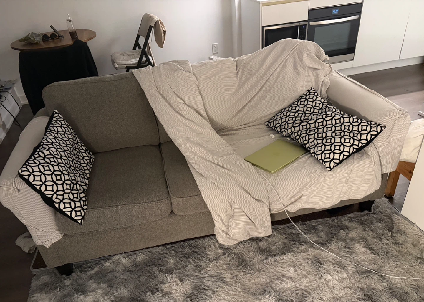 Grey Sofa with Throw Pillows