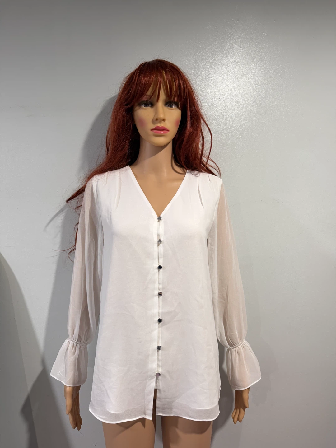 Calvin Klein White Sheer Blouse