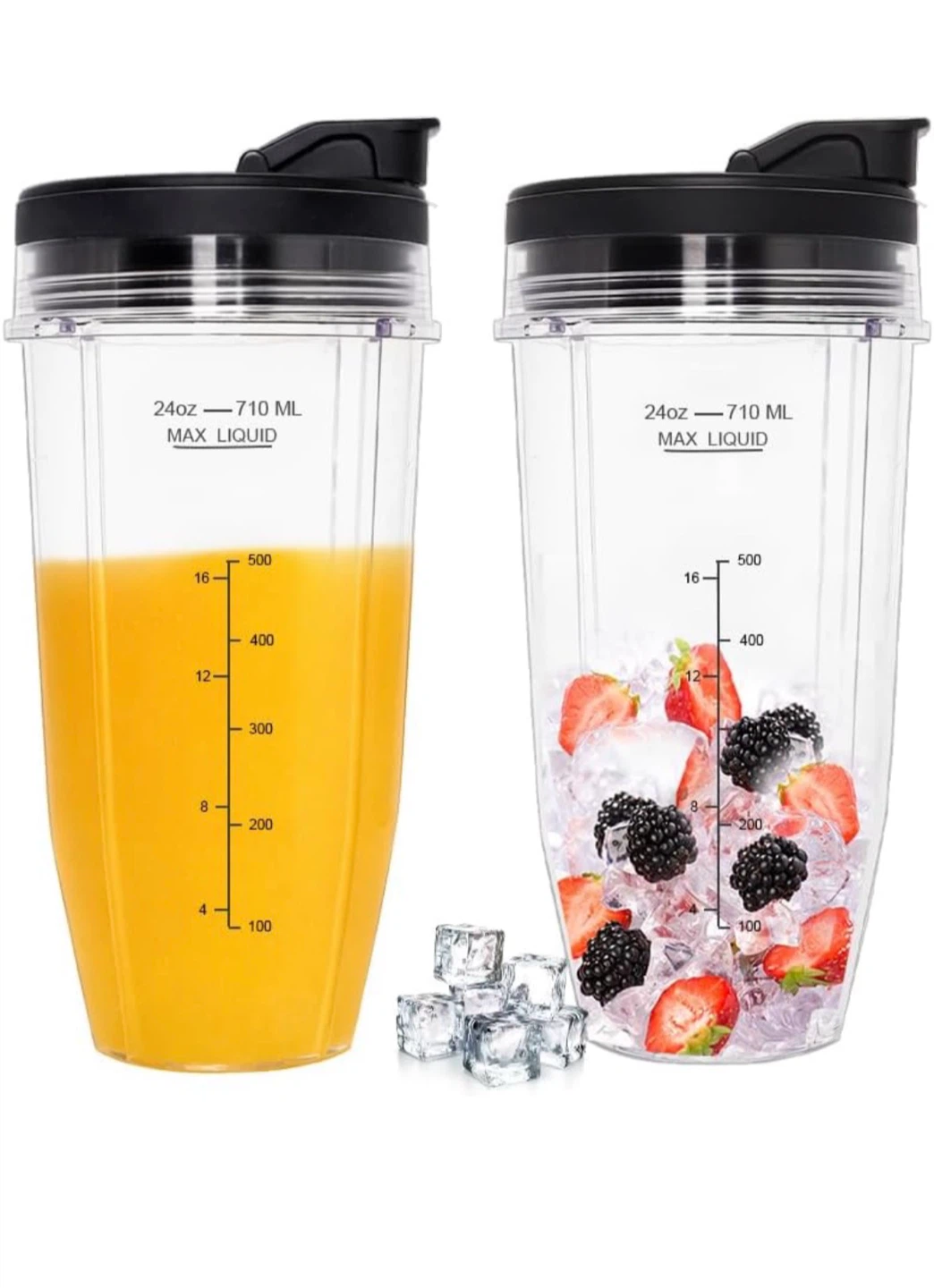 2-Pack 24oz Blender Cups with Sip Lids for Nutri Ninja