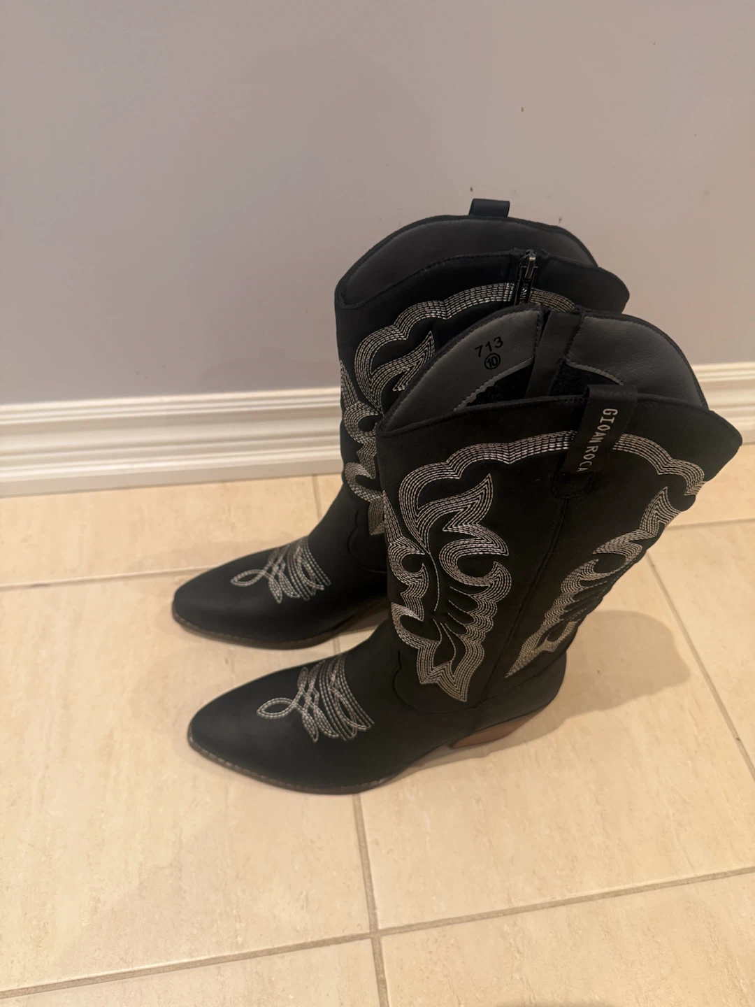 Gianni Rock Black Western Boots Size 10 - photo 2