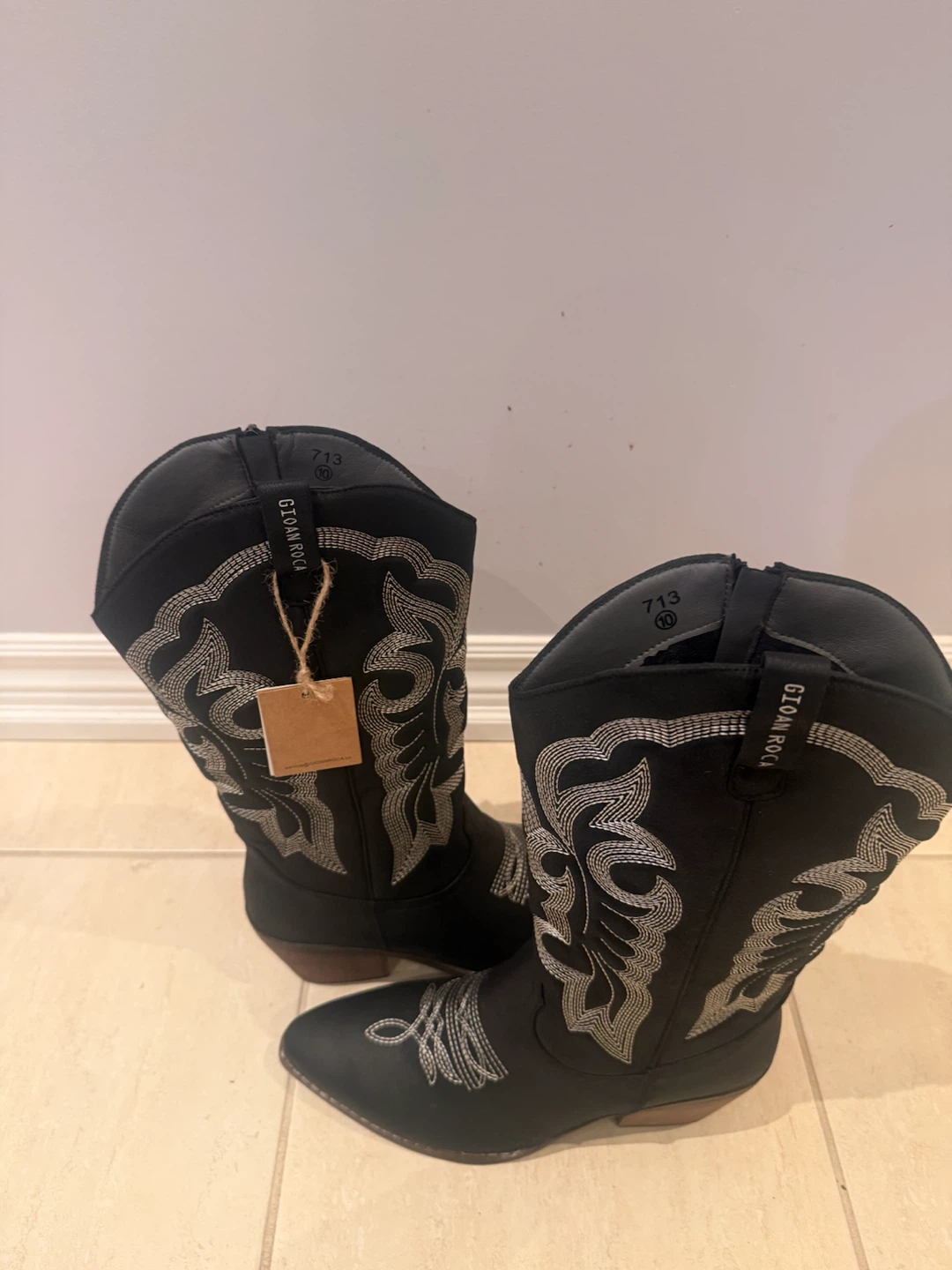 Gianni Rock Black Western Boots Size 10 - photo 4
