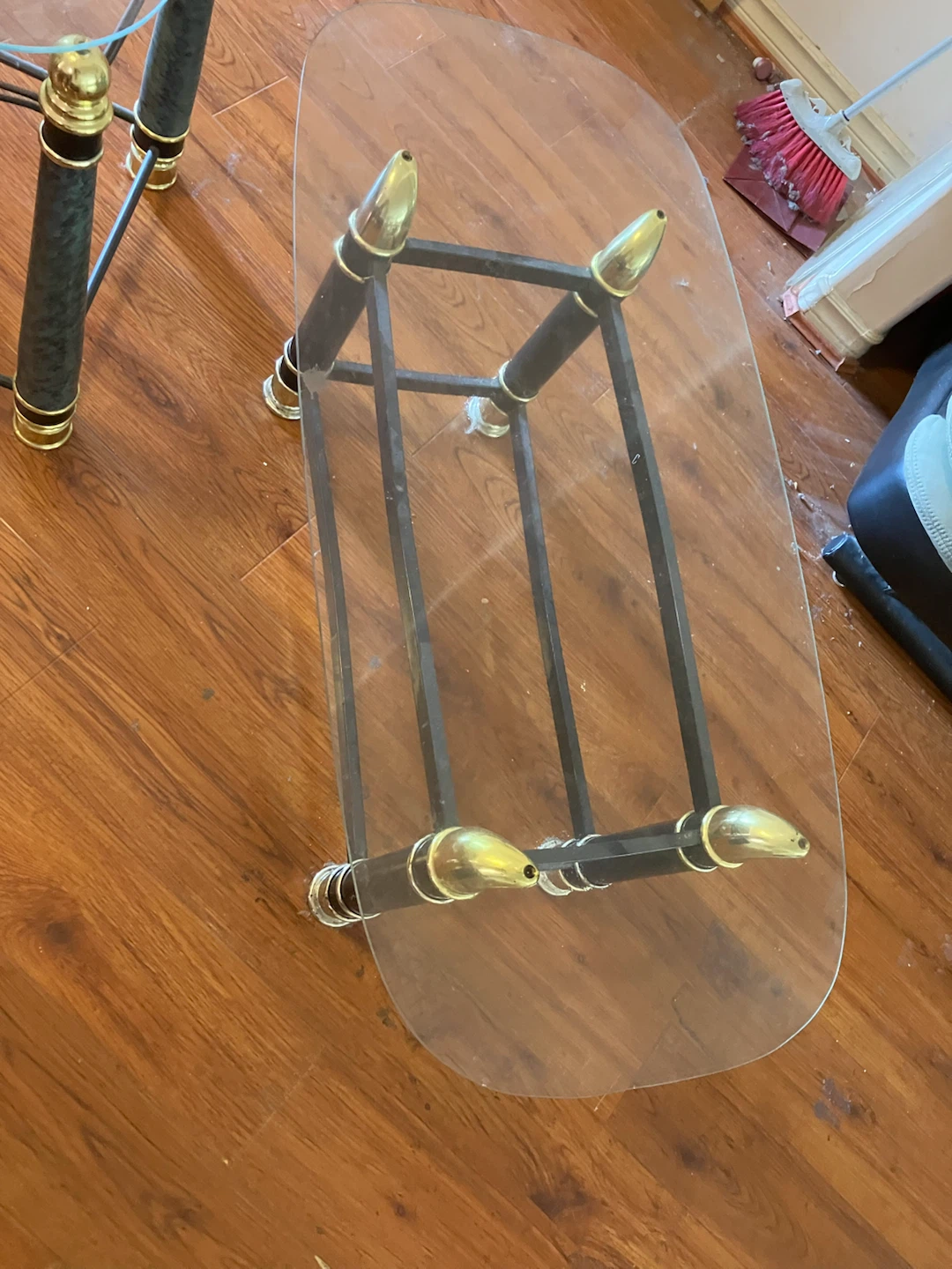 Matching Glass top side tables with gold accents - photo 2