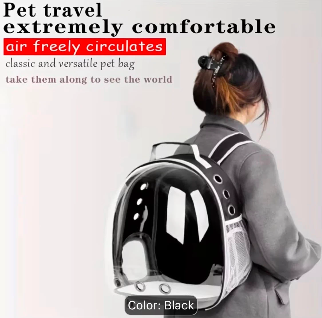 Black Pet Carrier Backpack - photo 3