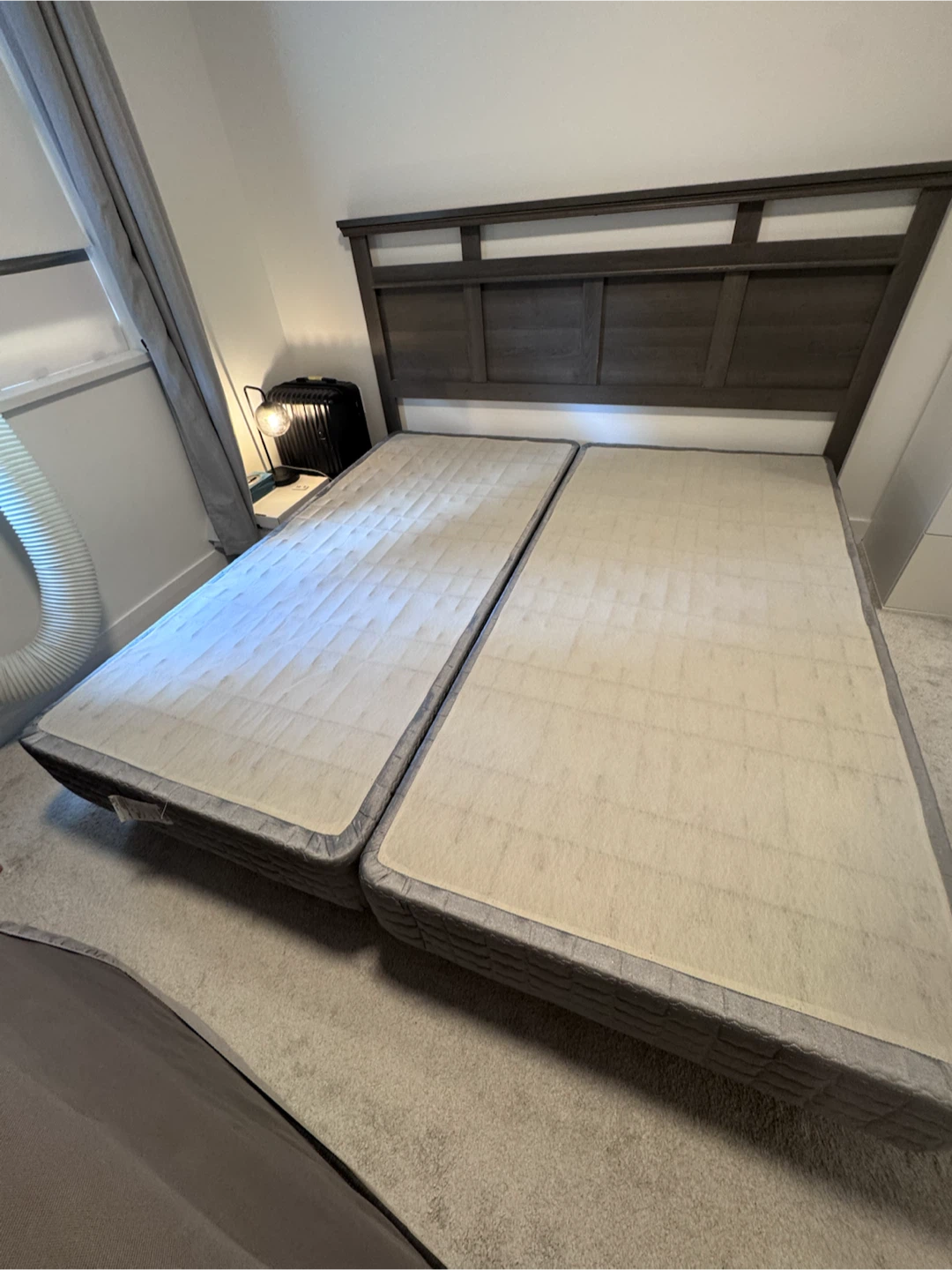 King size bed frame, 2 boxes , headboard