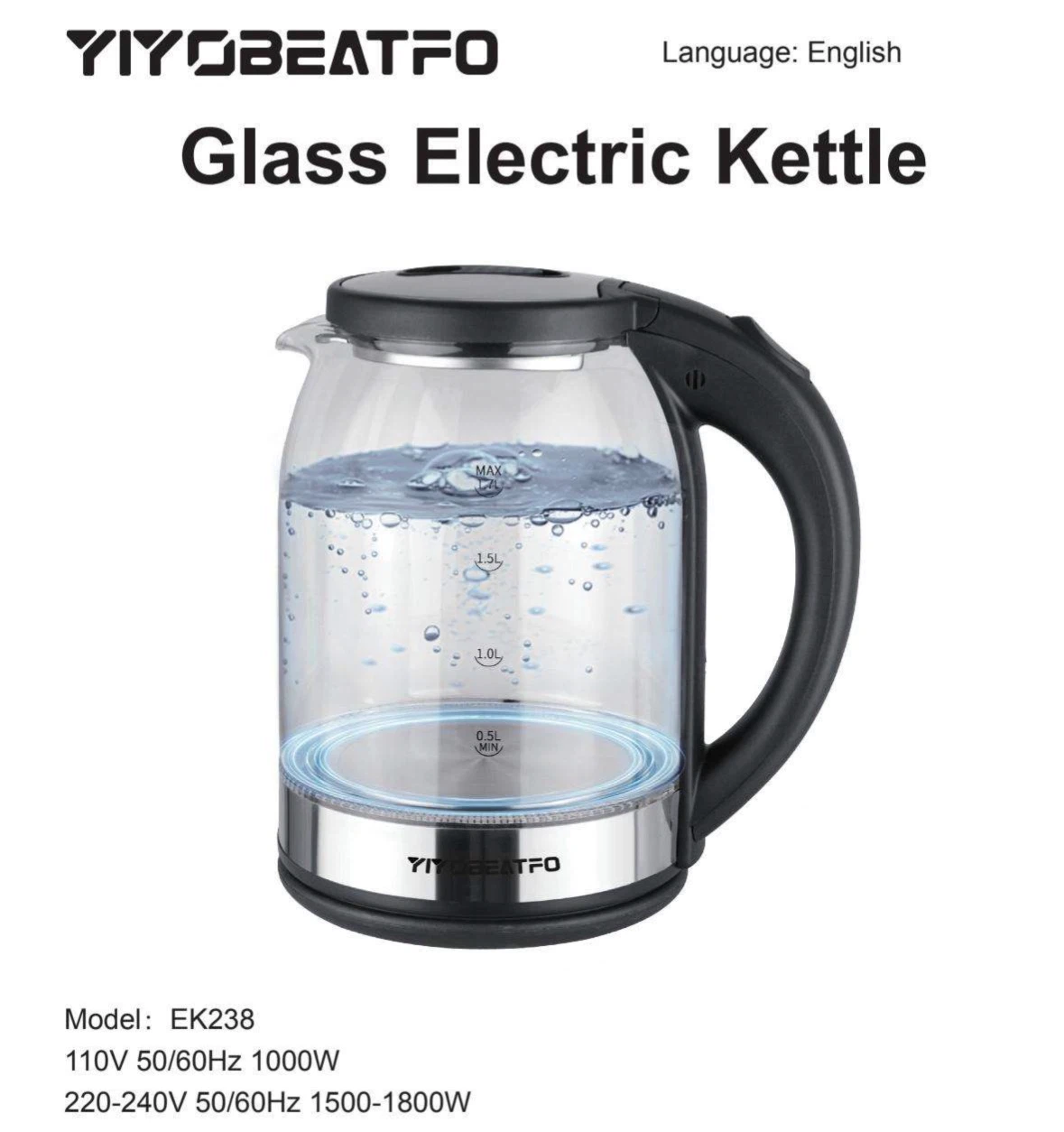 1.7L Glass Electric Kettle – Auto Shut-Off & LED Light - photo 4