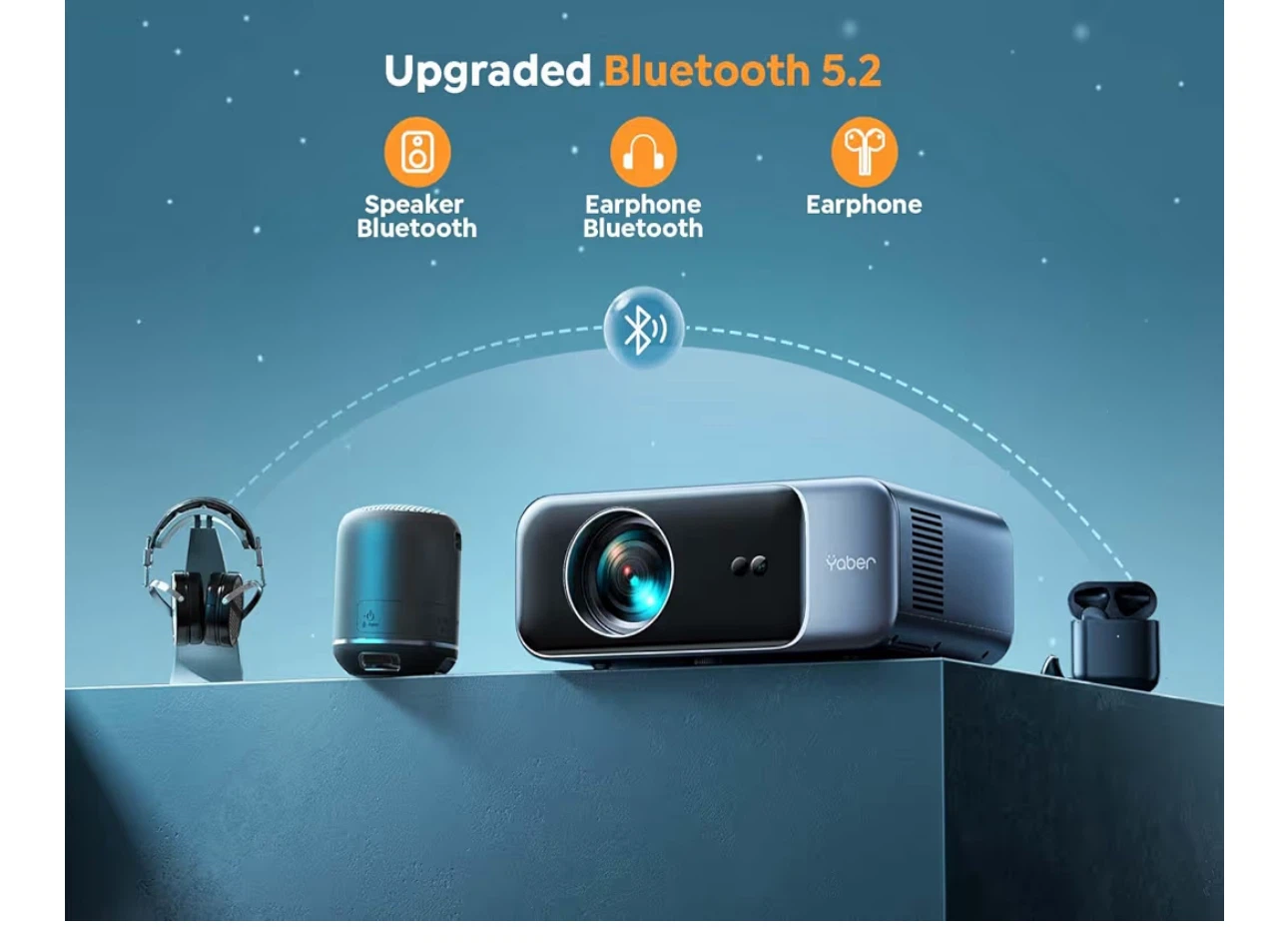 Projector with WiFi 6 and Bluetooth, YABER Pro V9 Native 1080P - photo 3