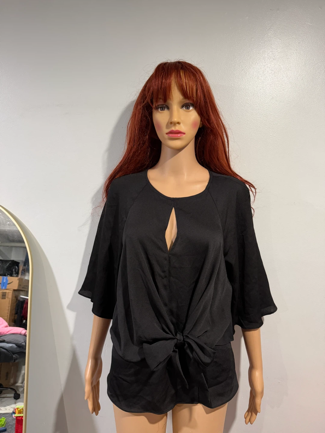 Vince Camuto Black Tie-Front Top Size S