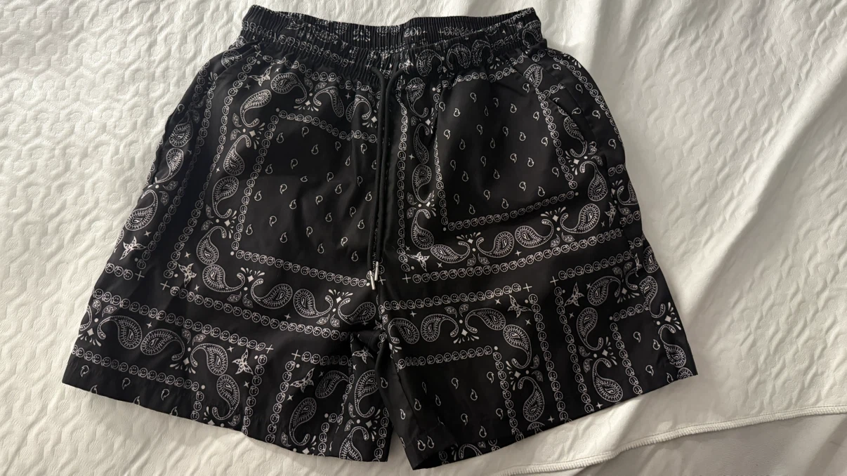 Black Paisley Print Shorts