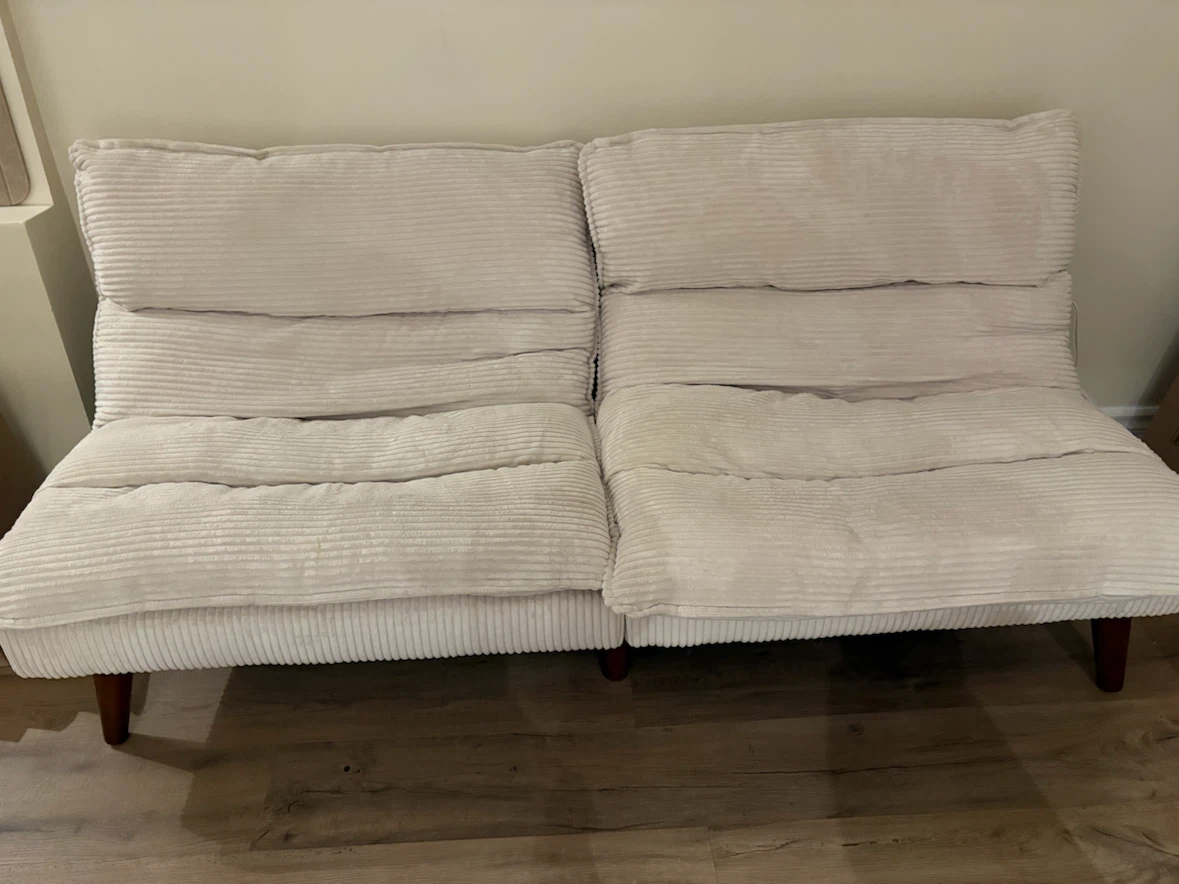Convertible Corduroy Futon Sofa Bed – Cream/Beige