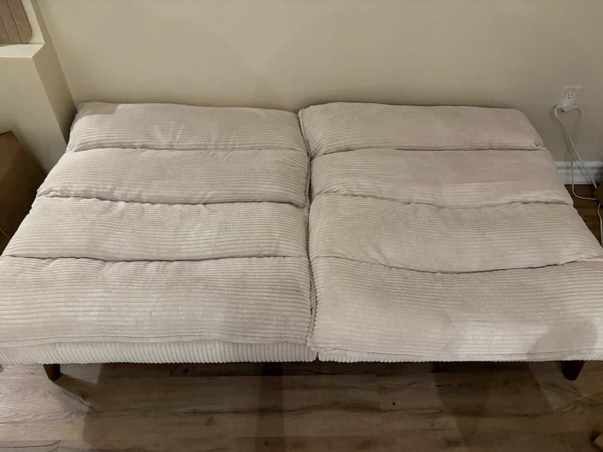 Convertible Corduroy Futon Sofa Bed – Cream/Beige - photo 3