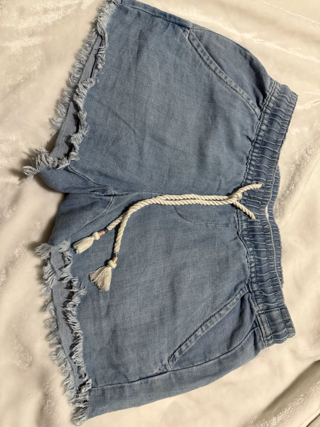 LOFT Denim Shorts with Fringed Hem