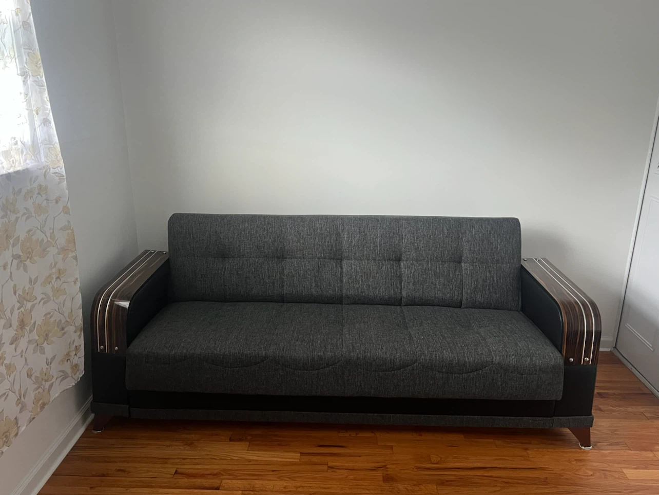 Gray Futon Sofa with Storage