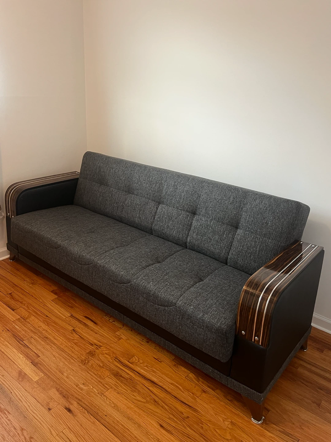 Gray Futon Sofa with Storage - photo 2