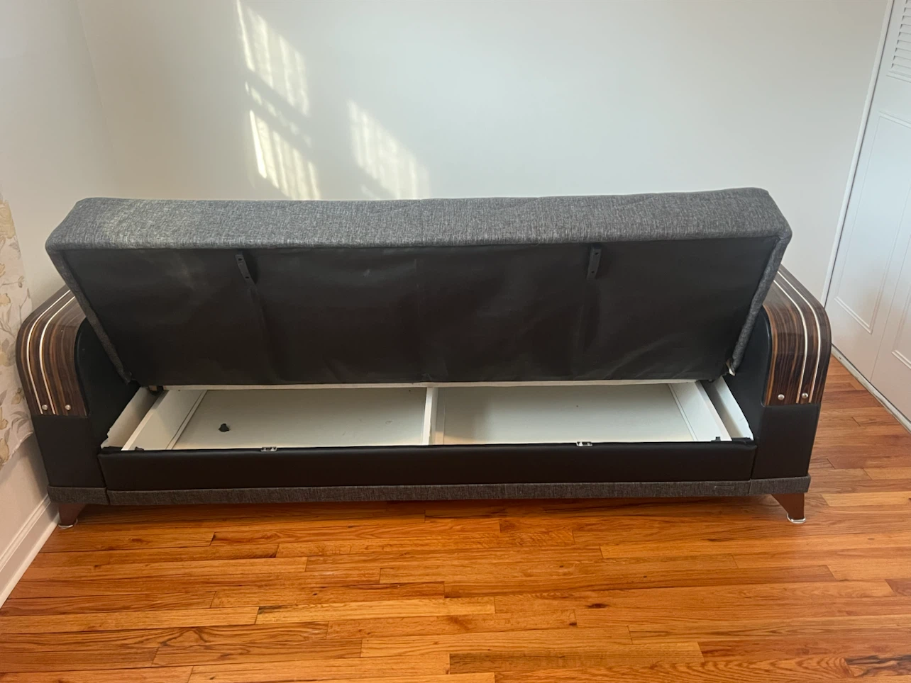 Gray Futon Sofa with Storage - photo 5