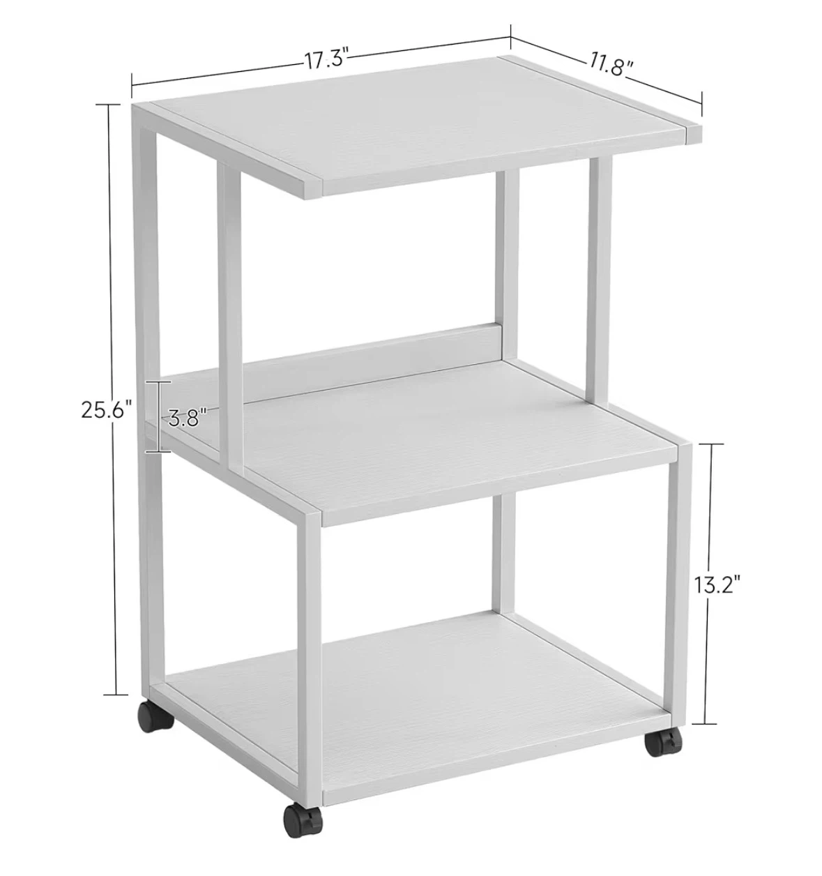 White Rolling Printer Stand / Storage Cart with Wheels