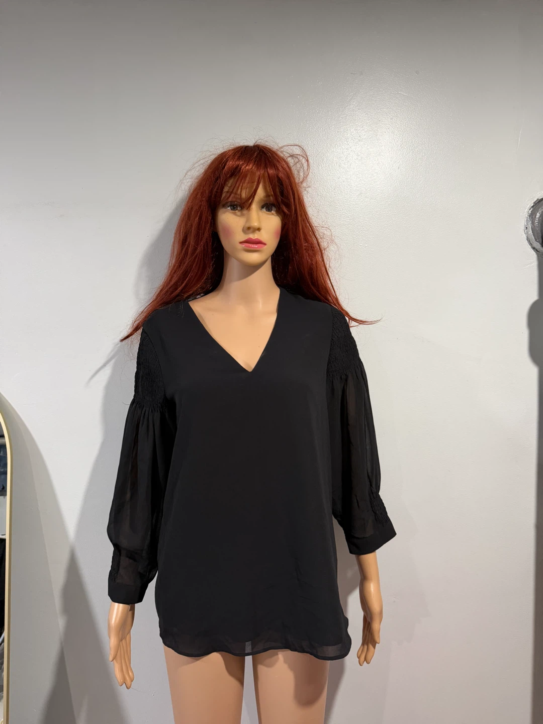 Calvin Klein Black Sheer Sleeve Blouse