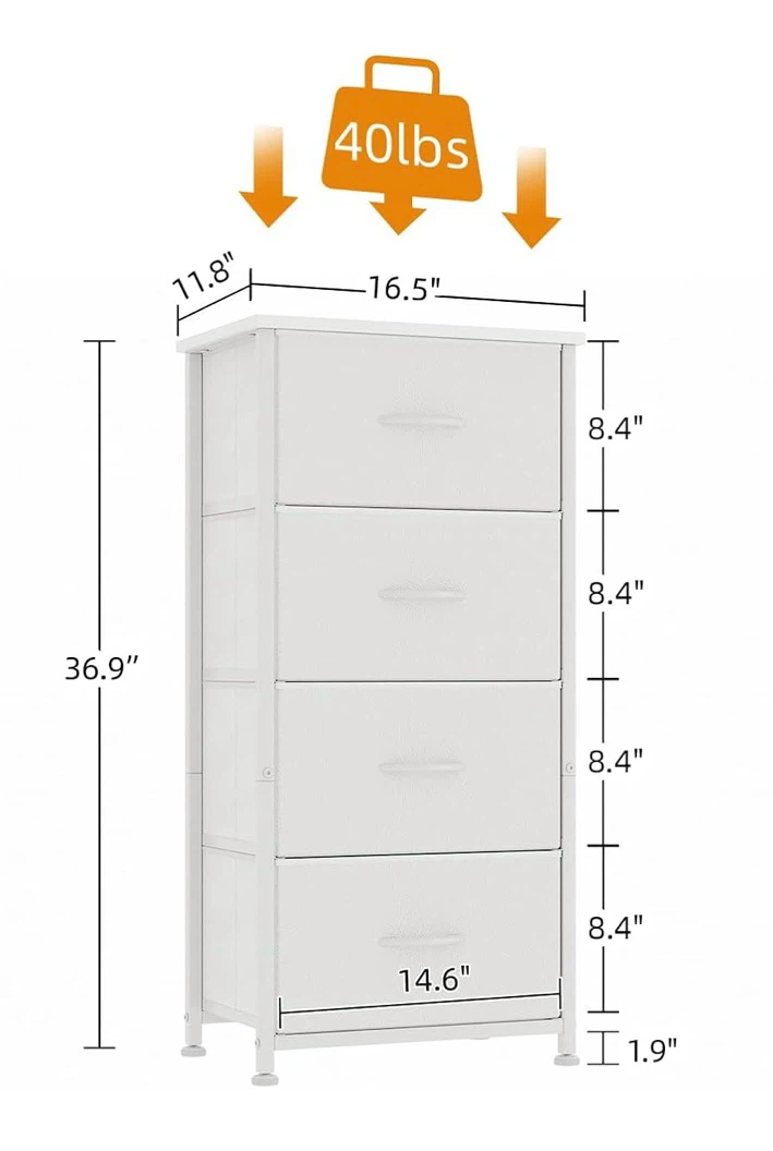 2X White 4-Drawer Fabric Storage Dresser / Organizer - photo 3