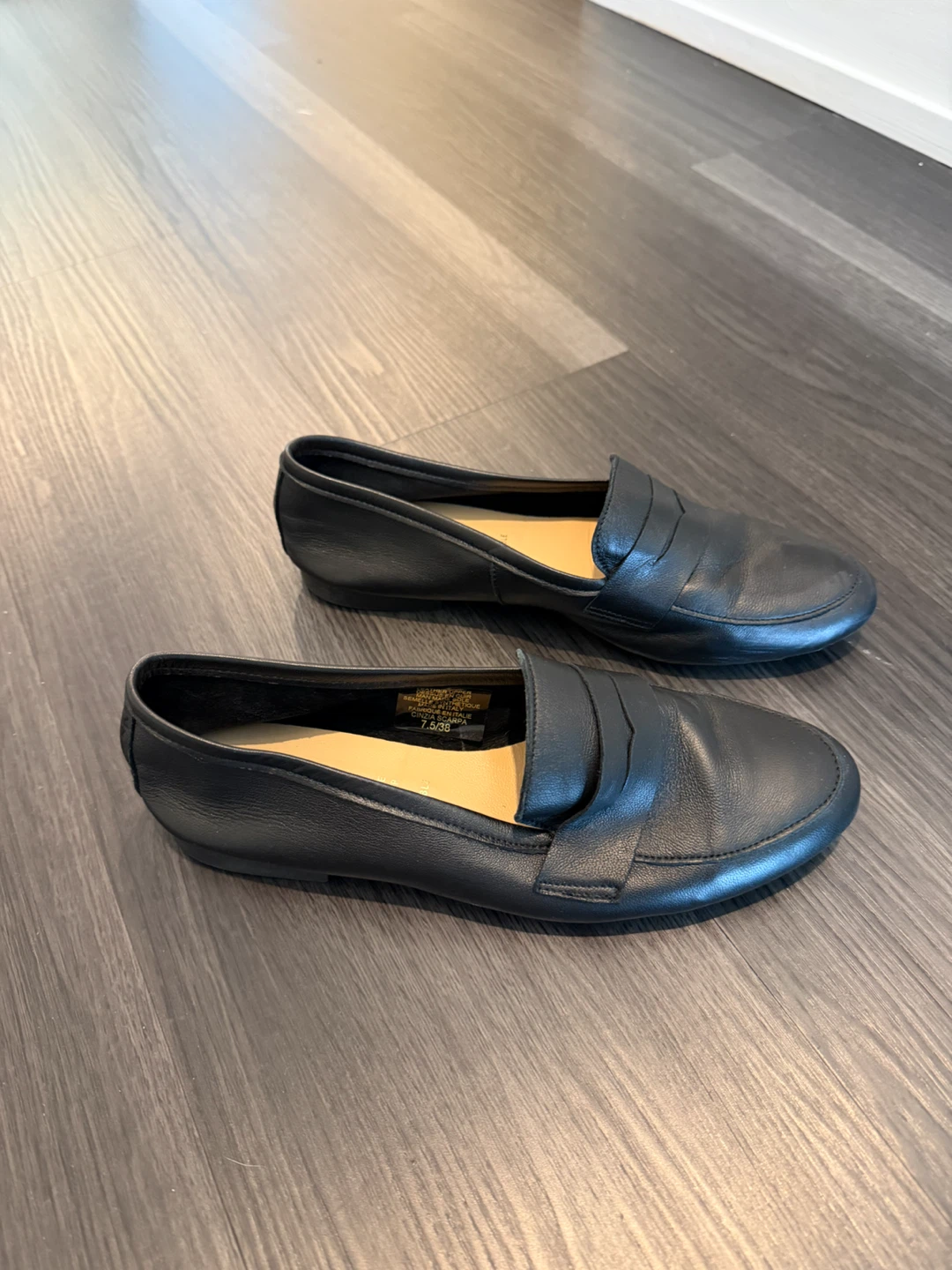 Riccardo Boccia Black Leather Loafers Size 7.5/38