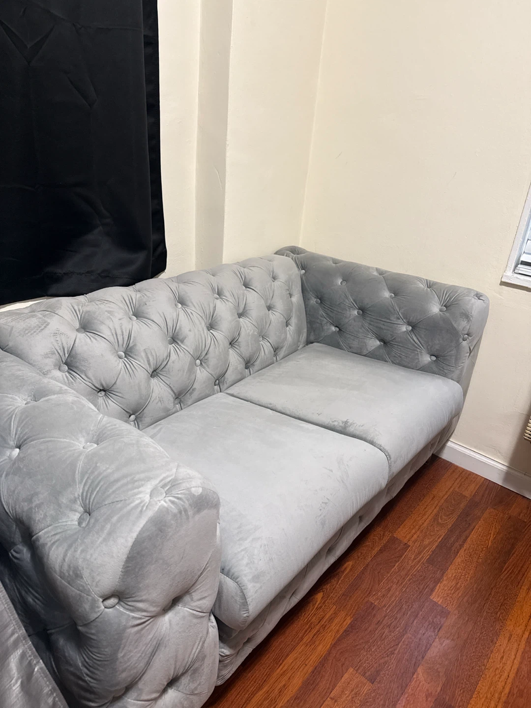 Grey Tufted Loveseat Sofa - photo 2