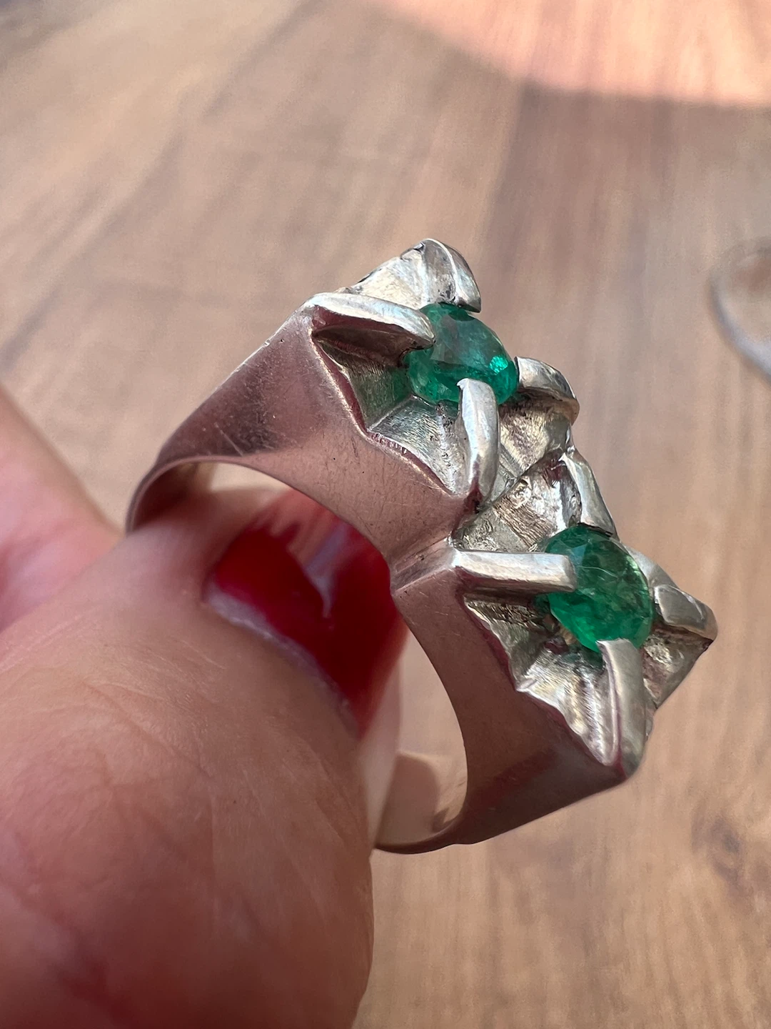 925 Sterling Silver Emerald Ring - photo 2