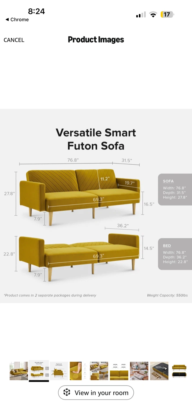 Grey Futon Sofa - photo 5