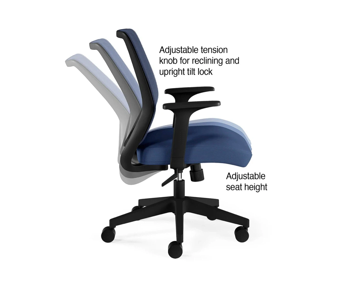 Mesh Back Fabric Task Chair - Blue