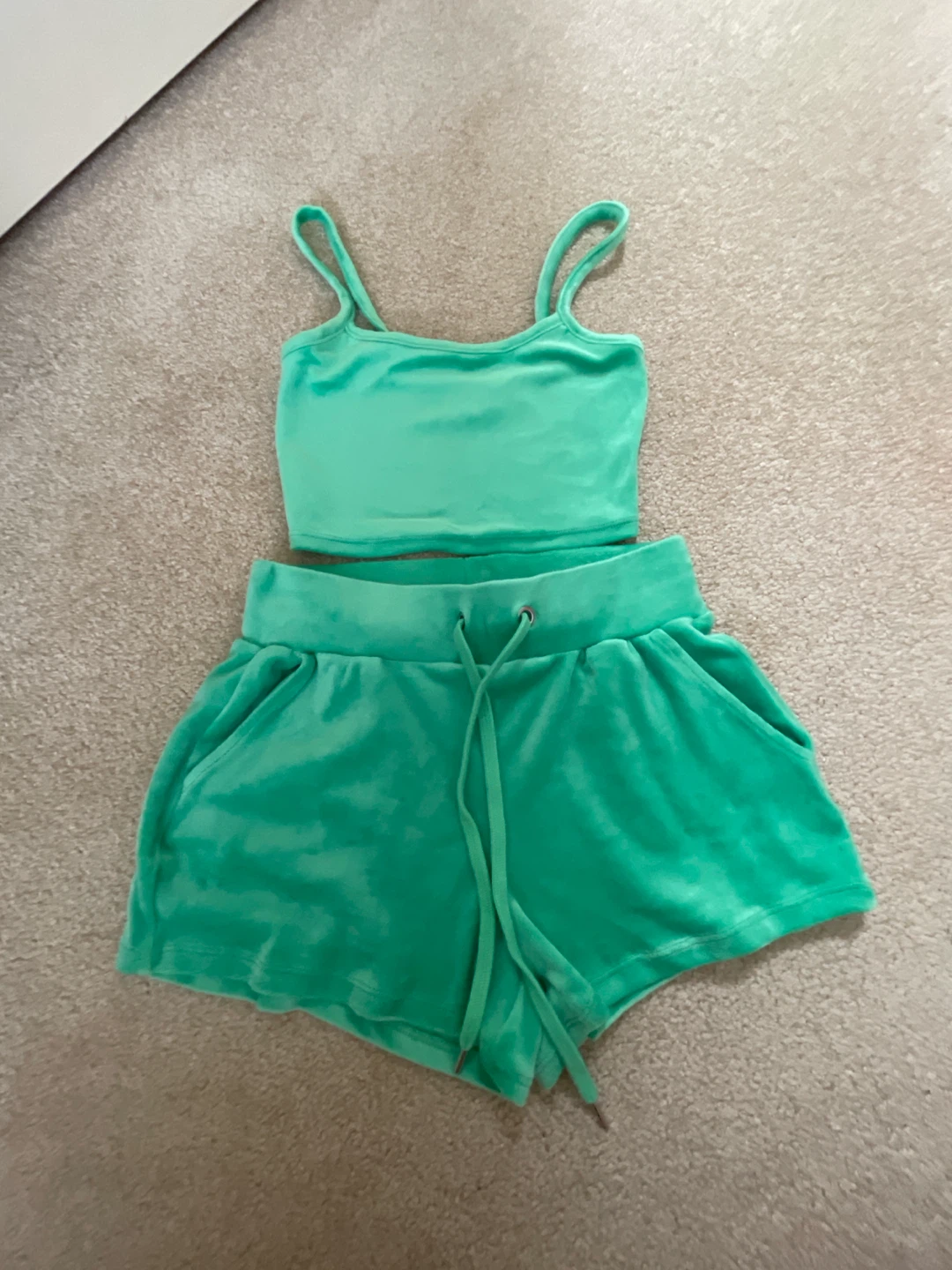 H&M Divided Green Velour Lounge Set