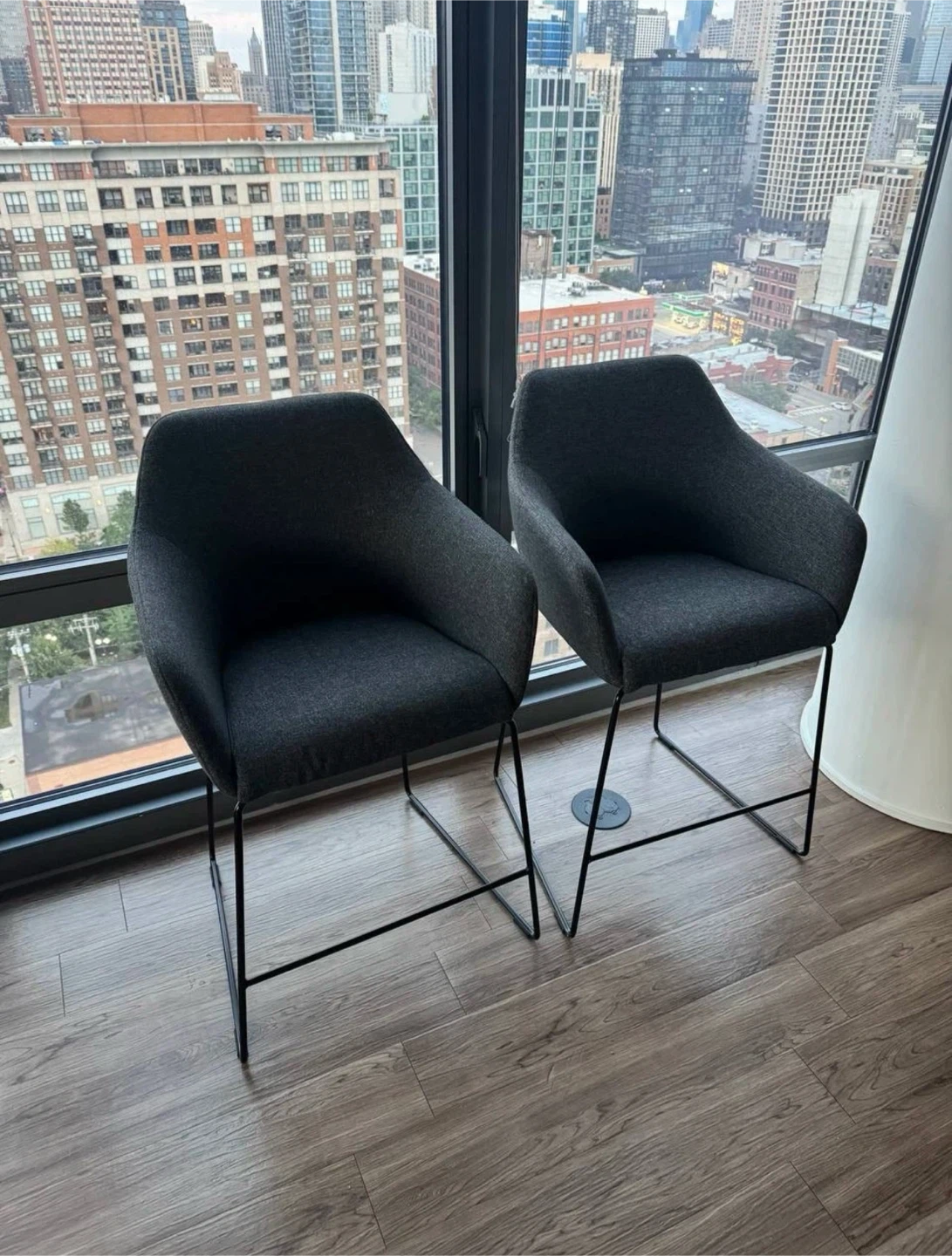Dark Gray Bar Stools (Set of 2)