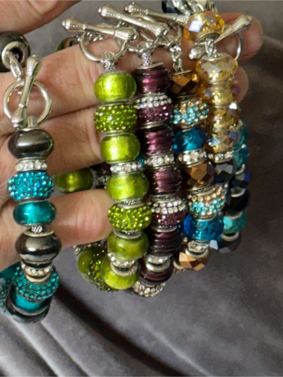 6 beaded European charm bracelets some beads stamped 925 - photo 2