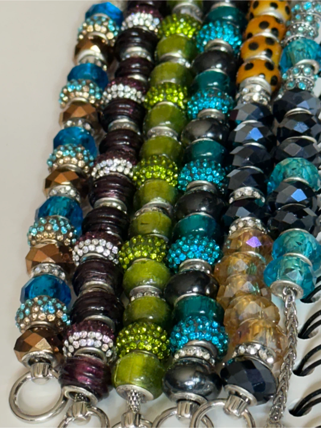 6 beaded European charm bracelets some beads stamped 925 - photo 3