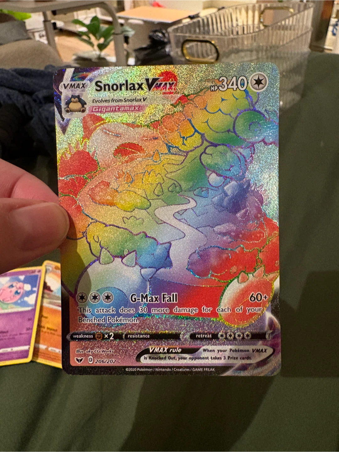 Pokémon TCG Snorlax VMAX Rainbow Secret Rare 206/202 – Near Mint