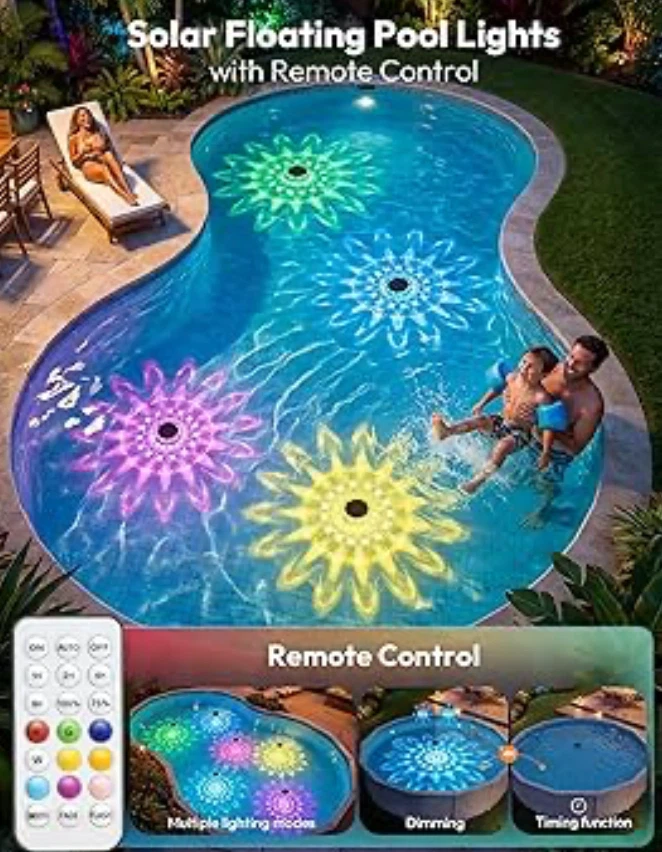 Solar Floating Pool Lights with Remote Control - photo 2