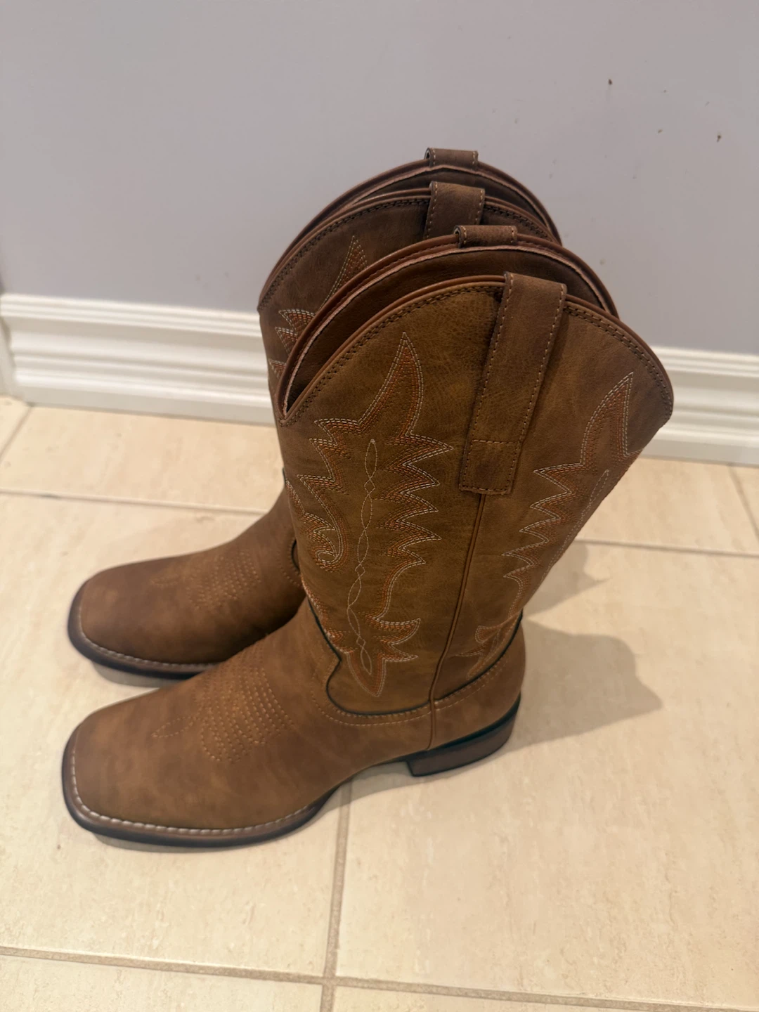 Brown Square Toe Cowboy Boots