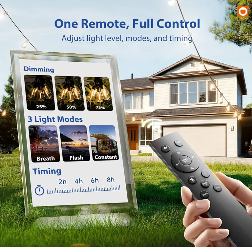 100Ft LED Outdoor String Lights with Remote Waterproof - photo 2