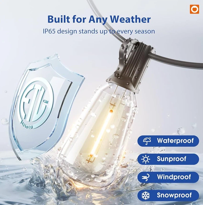 100Ft LED Outdoor String Lights with Remote Waterproof - photo 3