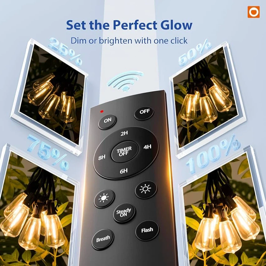 100Ft LED Outdoor String Lights with Remote Waterproof - photo 5