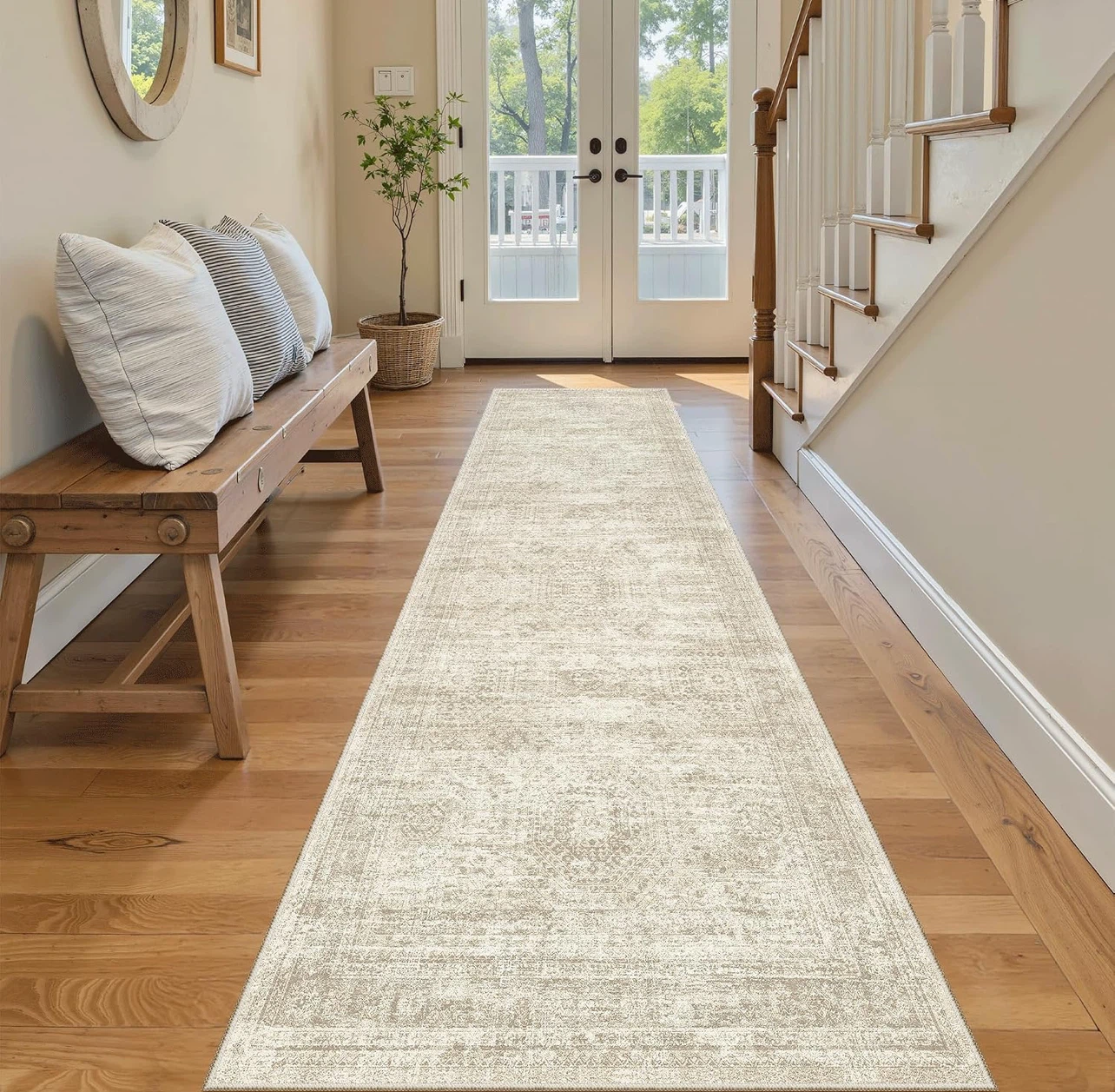 Lightweight Area Rug - Beige & Ivory, 2'x8'