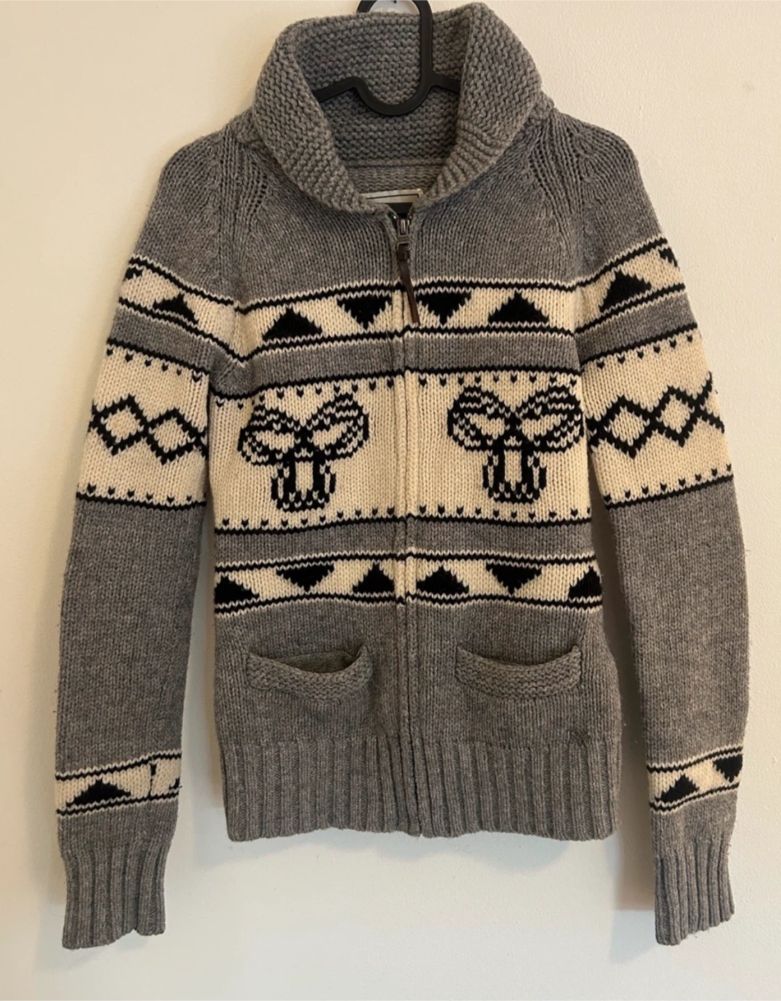 TNA wool zip up sweater