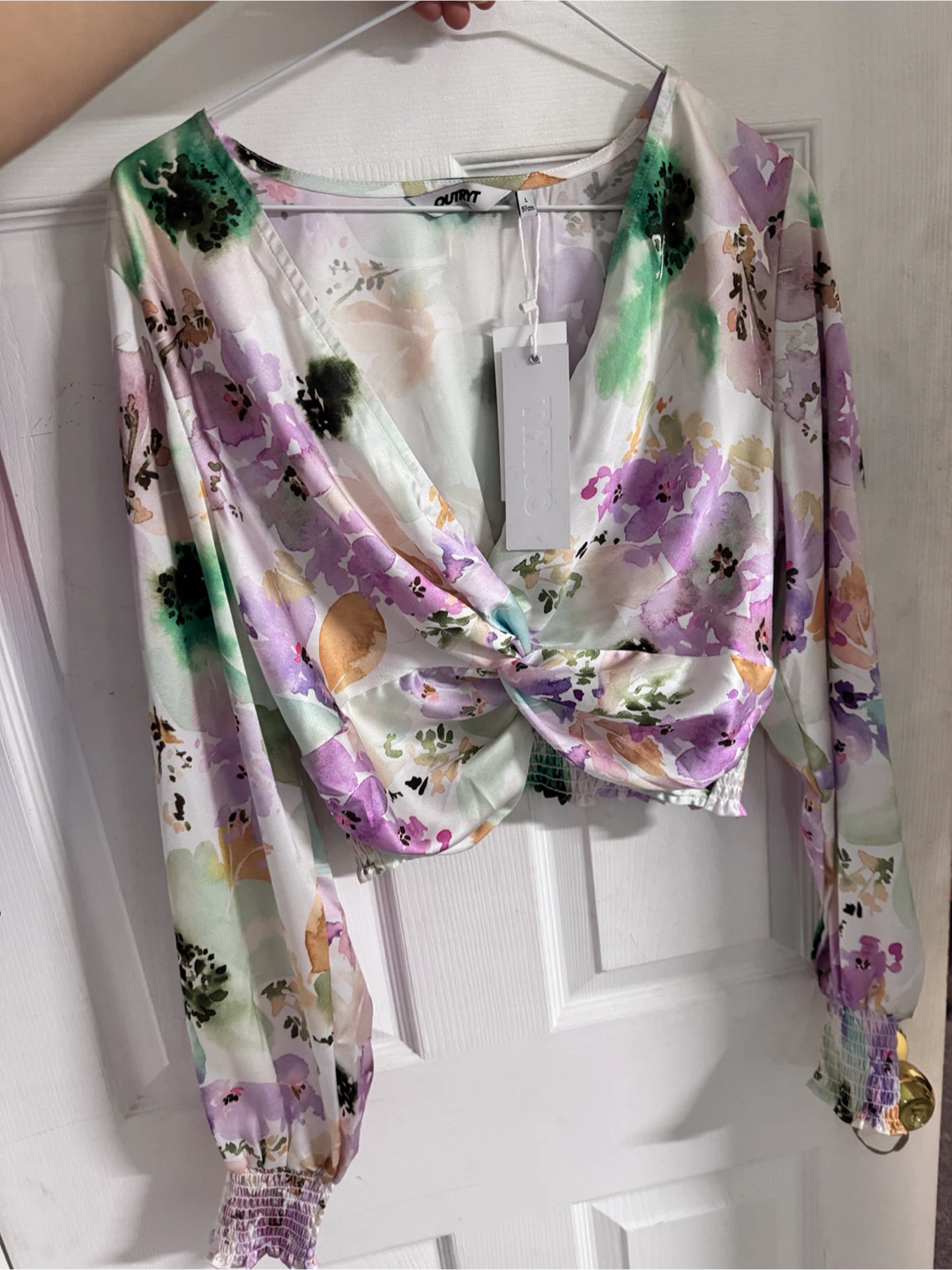 OutryT Floral Twist Front Blouse Size L - photo 3
