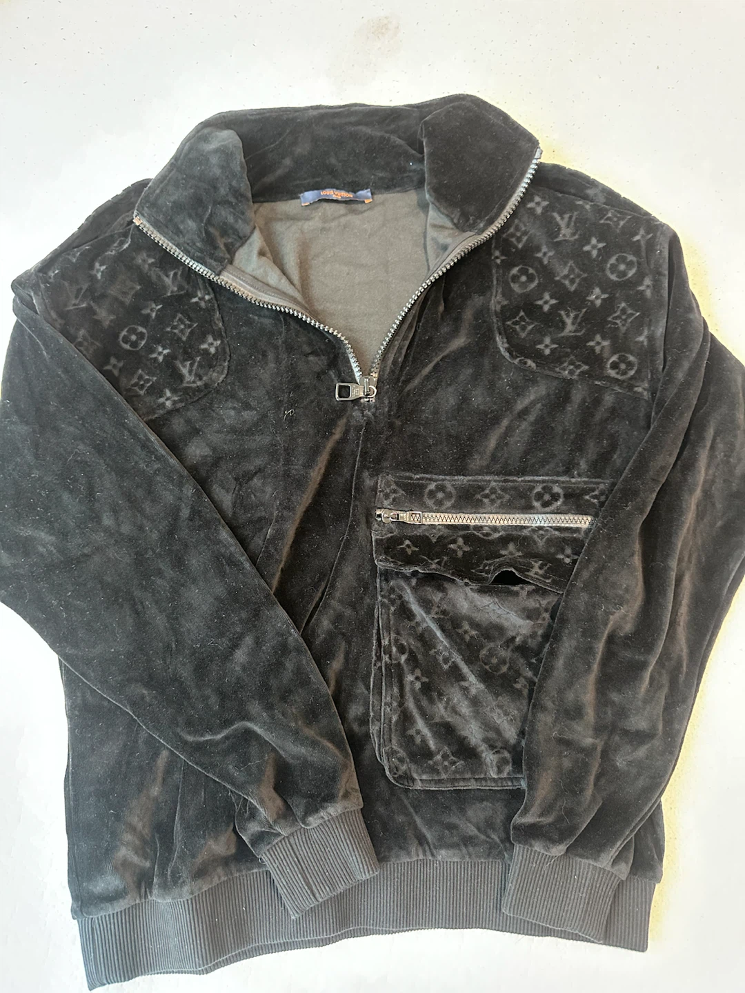 Louis Vuitton Velour Zip-Up Top - Black
