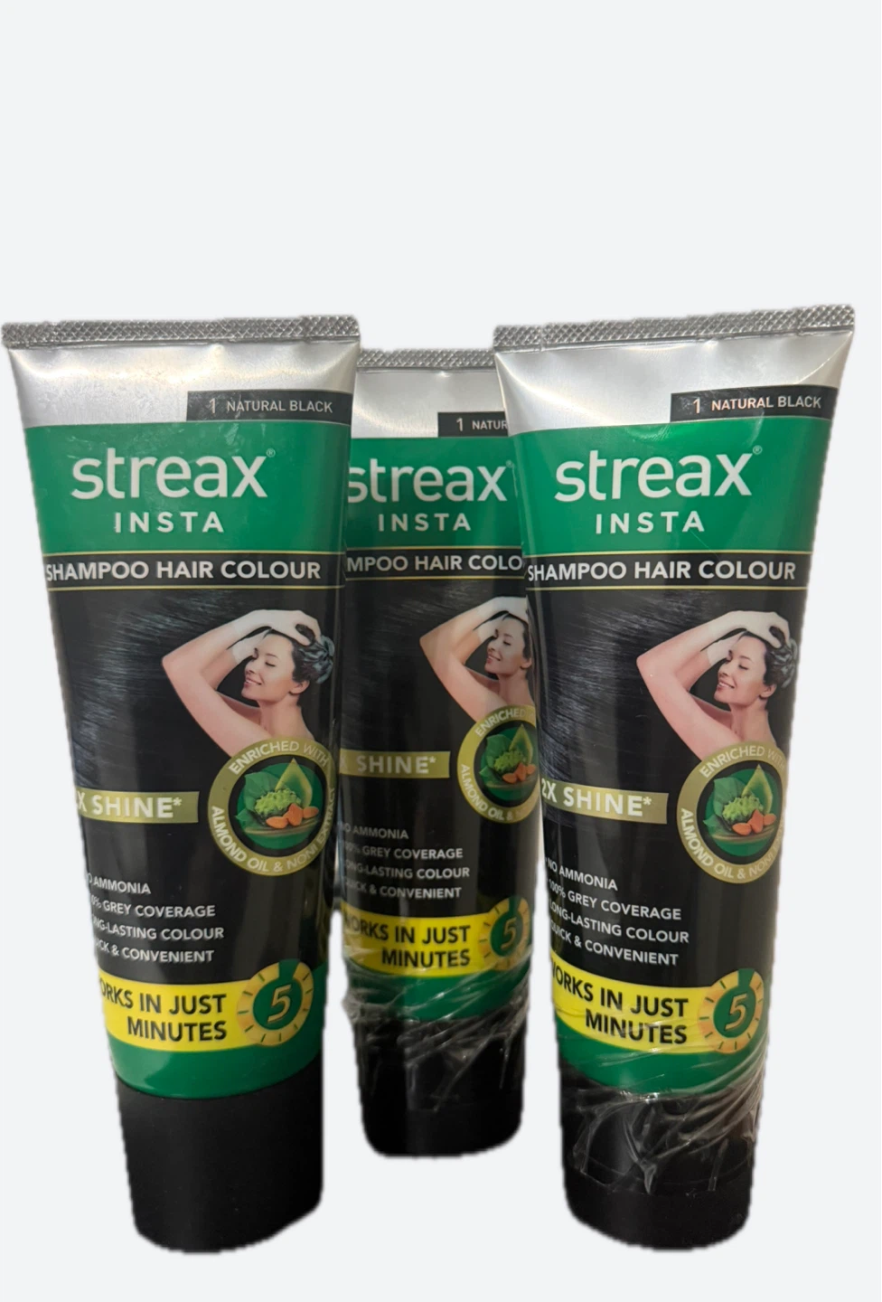 Streax Insta Shampoo Hair Colour - Natural Black (Pack of 3) - photo 2