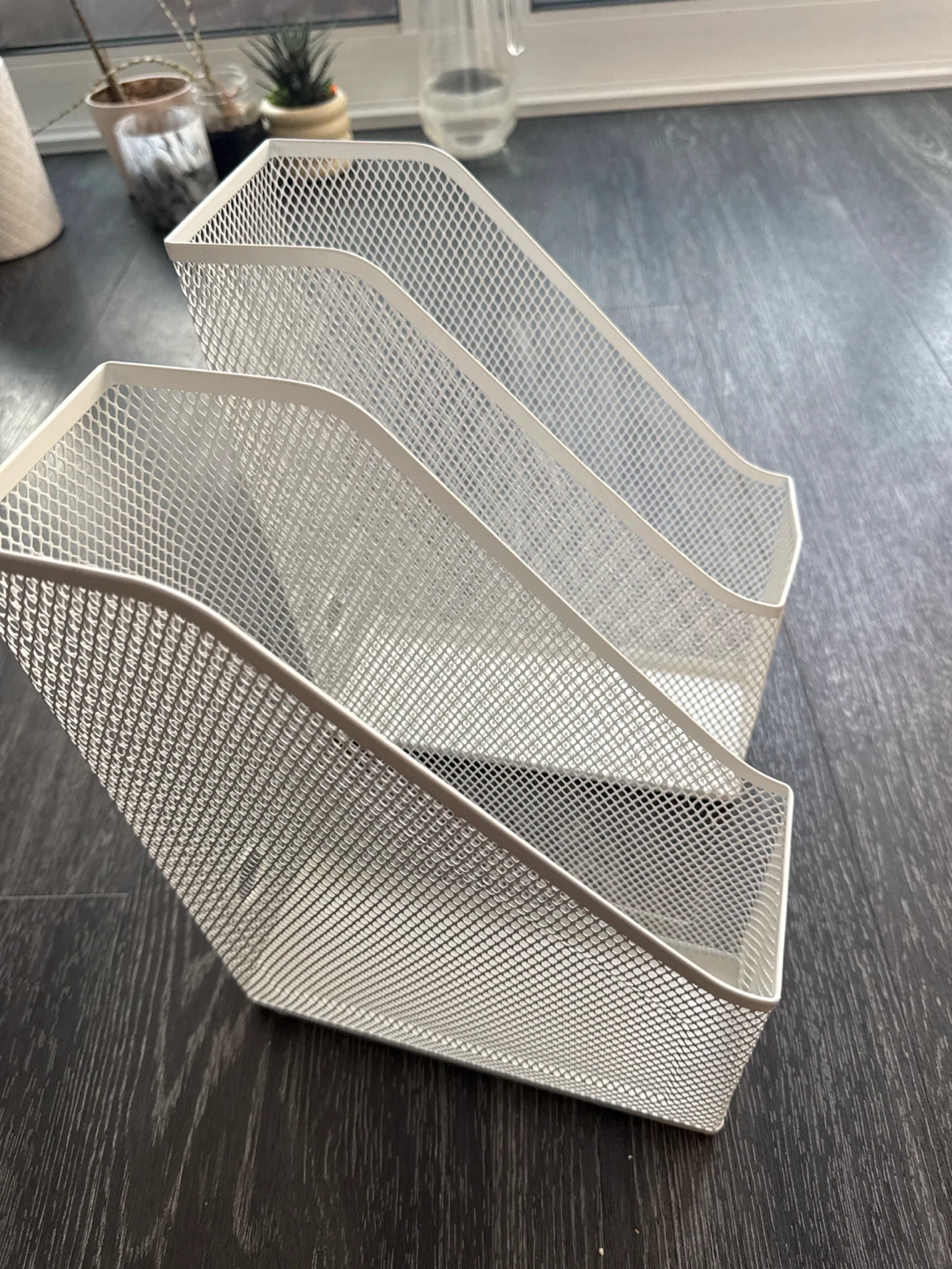 White Mesh Magazine File Holders (Set of 2)