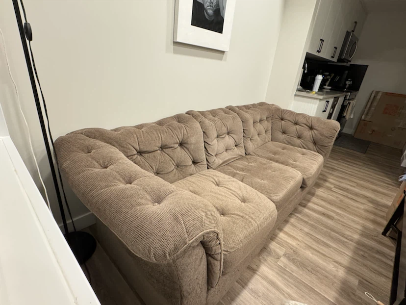 Brown Tufted 3-Seat Couch - photo 2