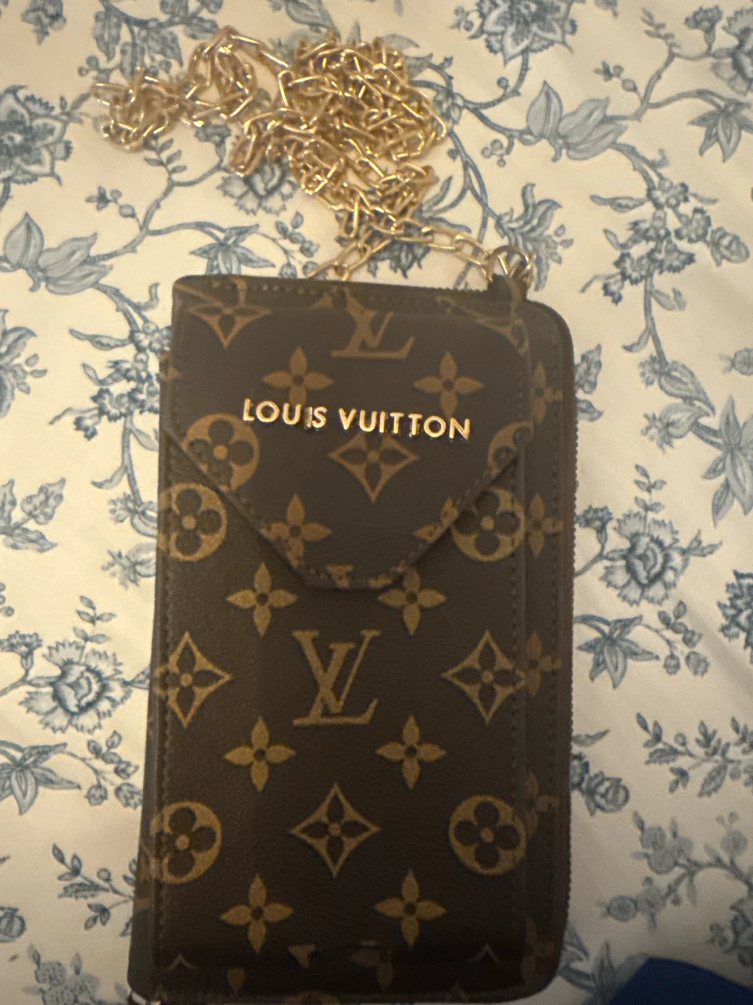 Louis Vuitton Monogram Phone Pouch with Chain