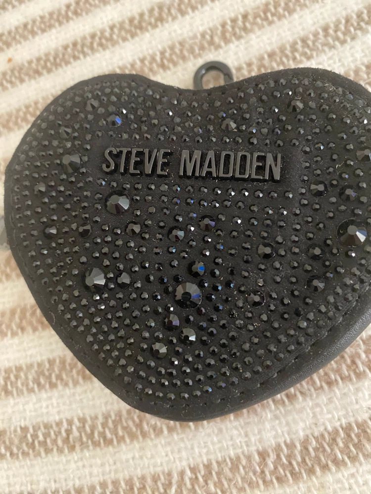 Steve Madden Black Heart Keychain Pouch