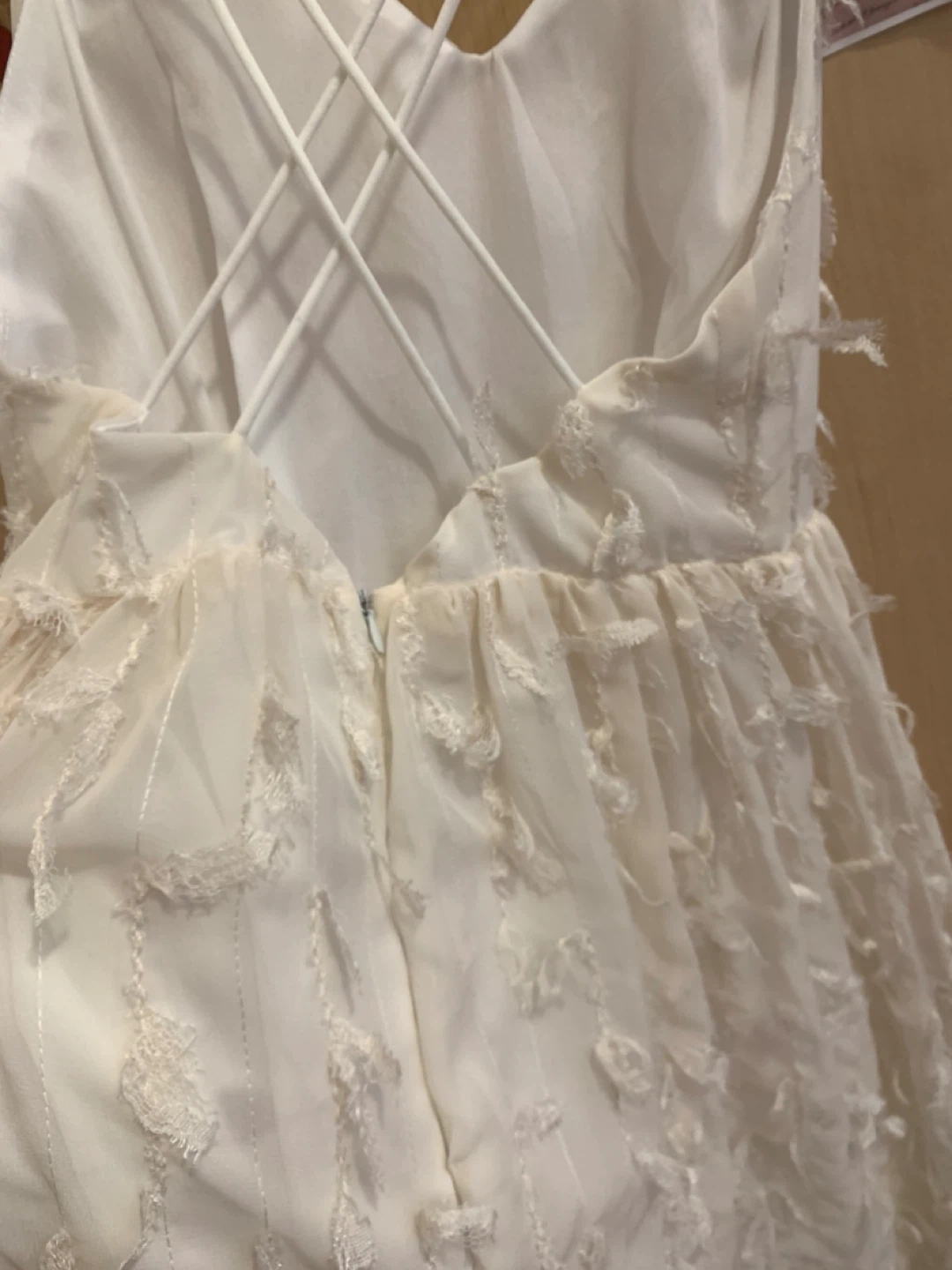 Size S/M Cream White Feather/Tassel Embellished Maxi Dress - photo 4