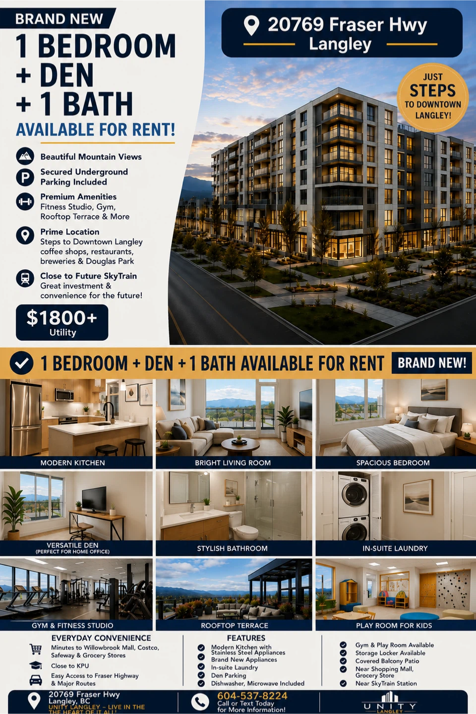Brand New 1 Bed + Den + 1 Bath Apartment for Rent in Langley